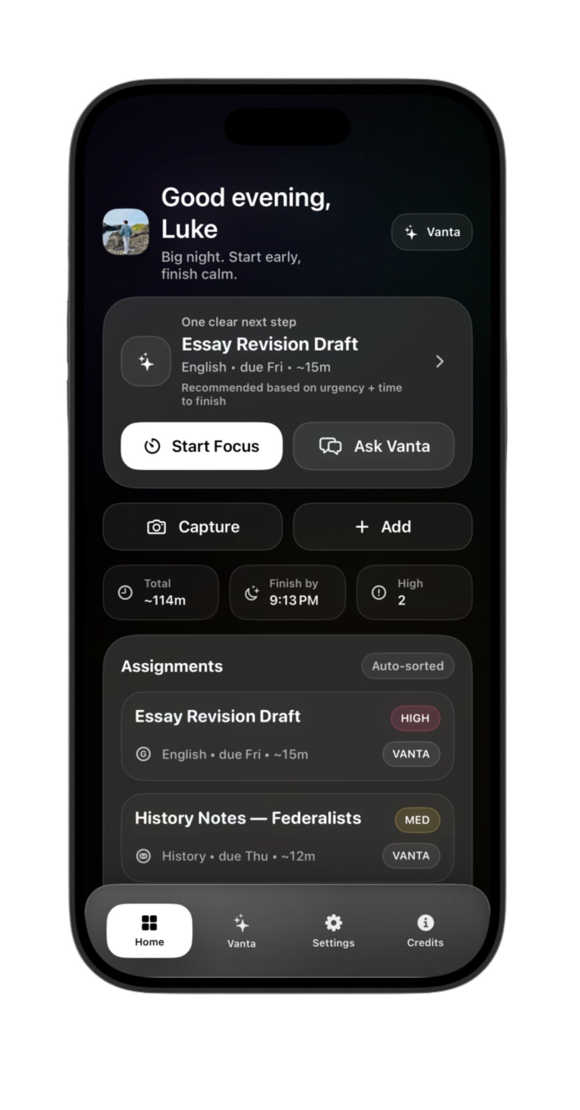 WhiteBox app interface showing task management
